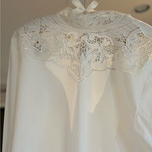 NWOT Philosophy di Lorenzo Serafini White Lace-Trim Blouse